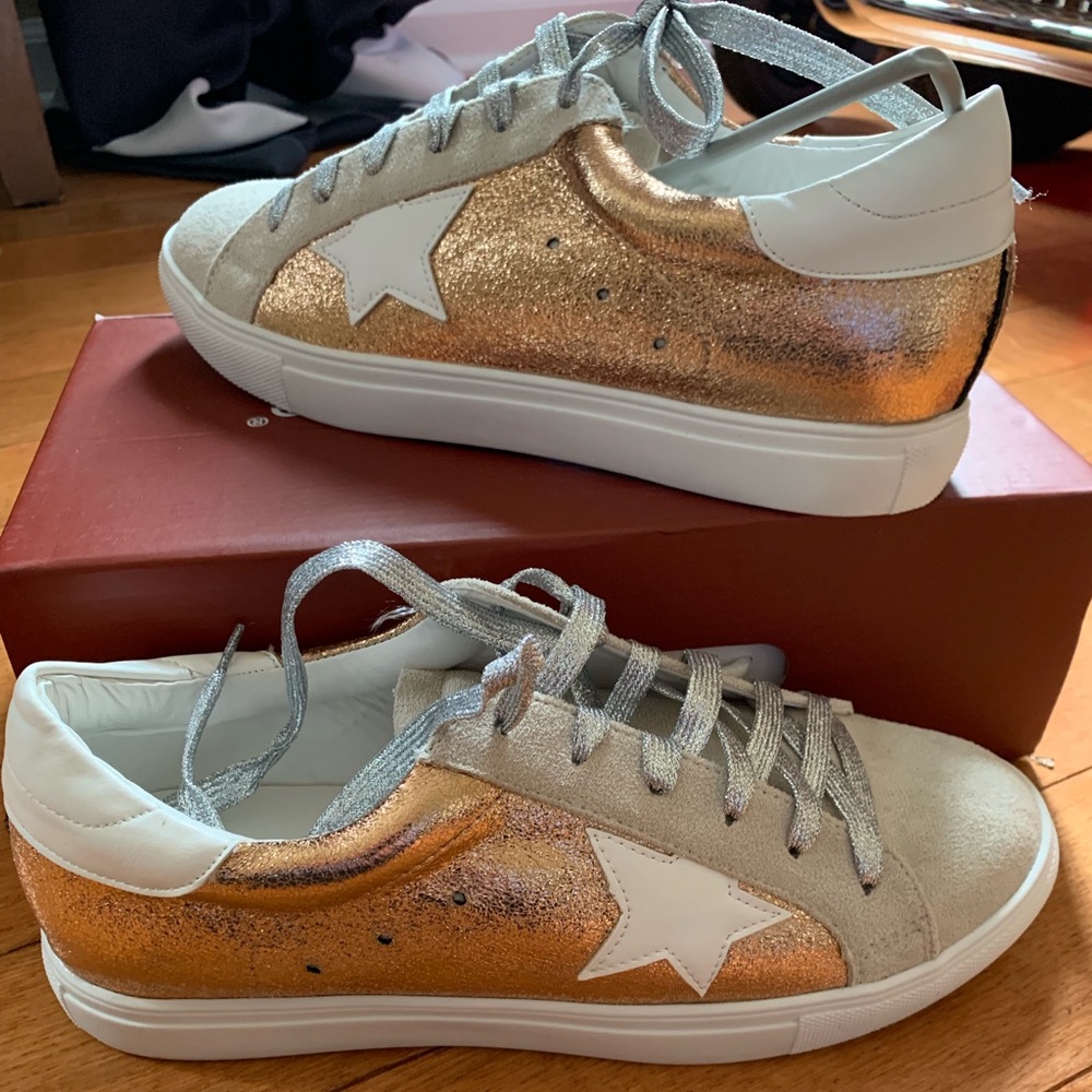 Rose Gold Athleisure Tennis Shoes